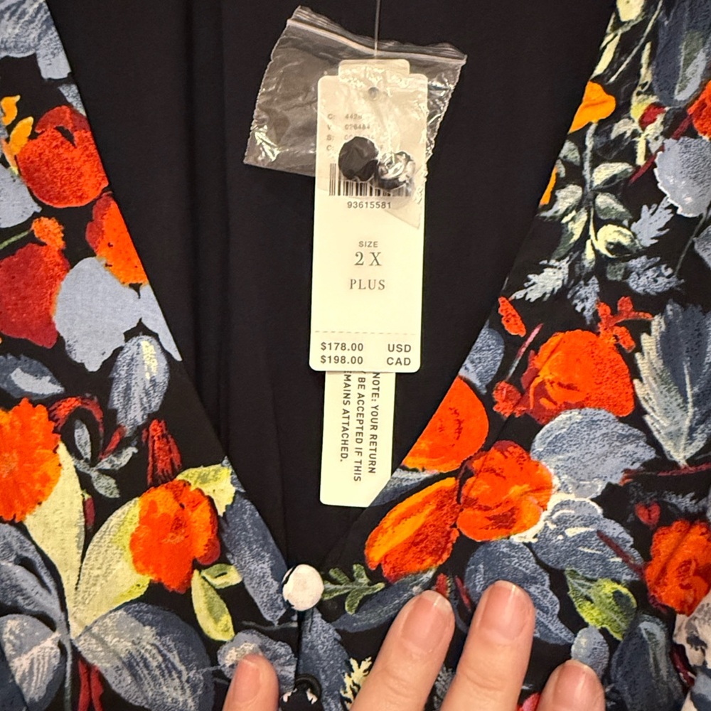Anthropologie Floral Dress - Black, White, Orange, Red - Picture 2 of 11
